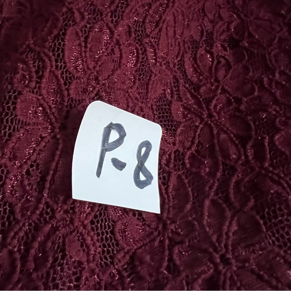 VTG Burgundy Lace Button-Down Long Dress Size L Short Sleeve - Picture 13 of 16